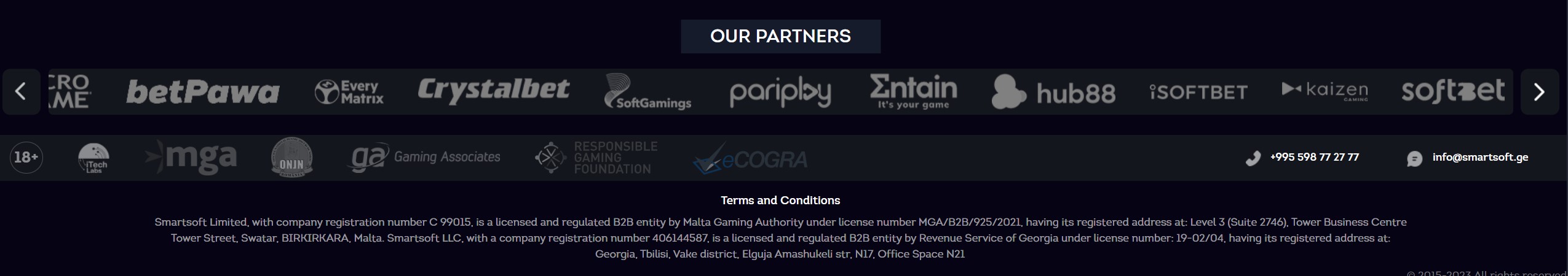 Smartsoft Gaming partners